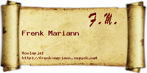 Frenk Mariann névjegykártya